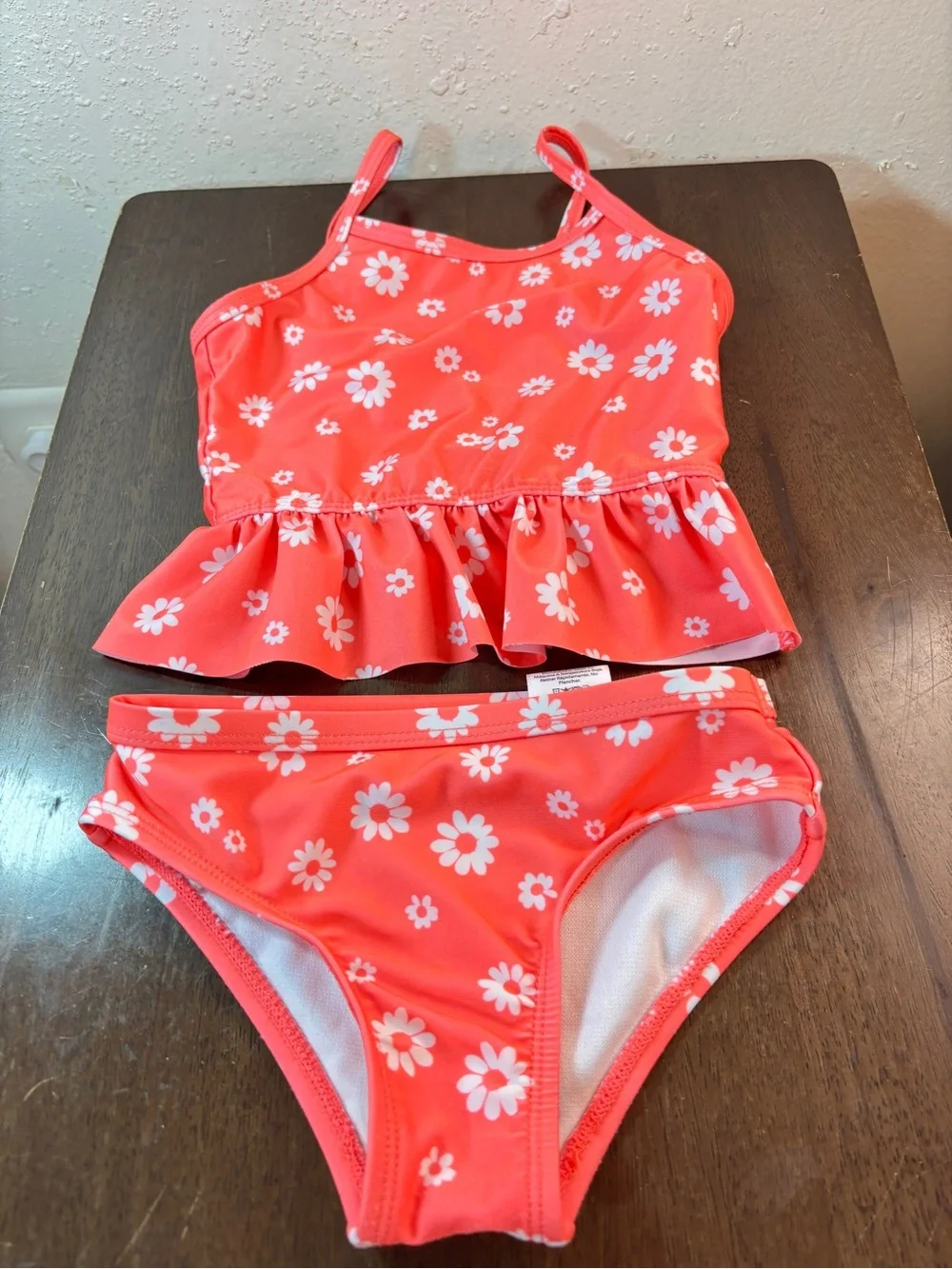 Coral Daisy Ruffle Tankini Set